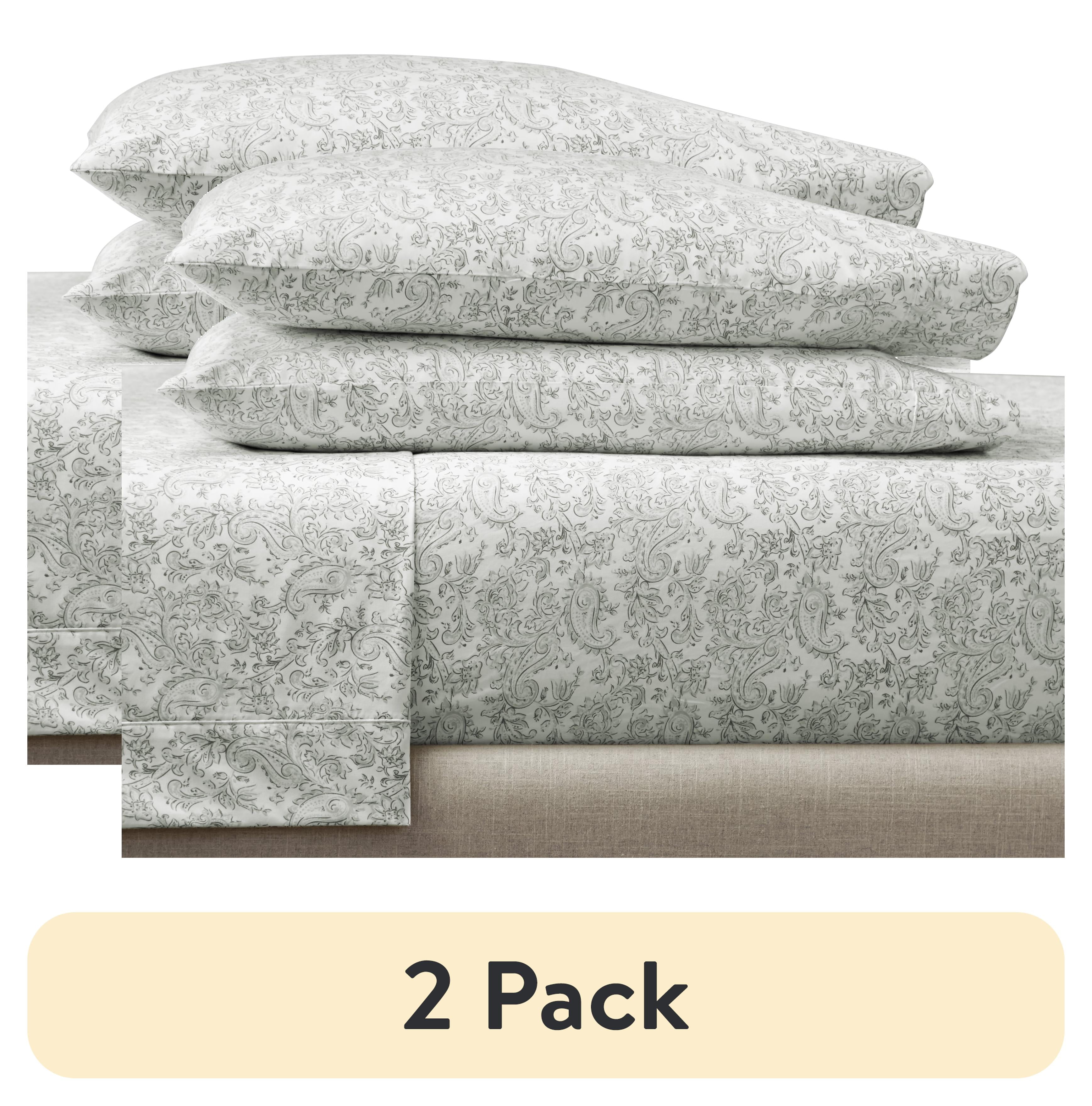Twin Paisley Taupe Cotton Sheet Set with Ogee Pattern