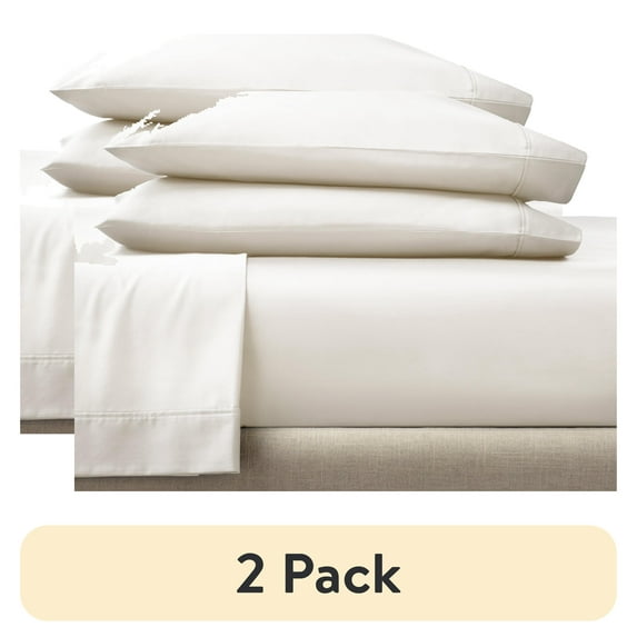 (2 pack) Better Homes and Gardens 300TC Cotton Sateen Pillowcase Set, Vanilla Dream, 2 Piece Set, King