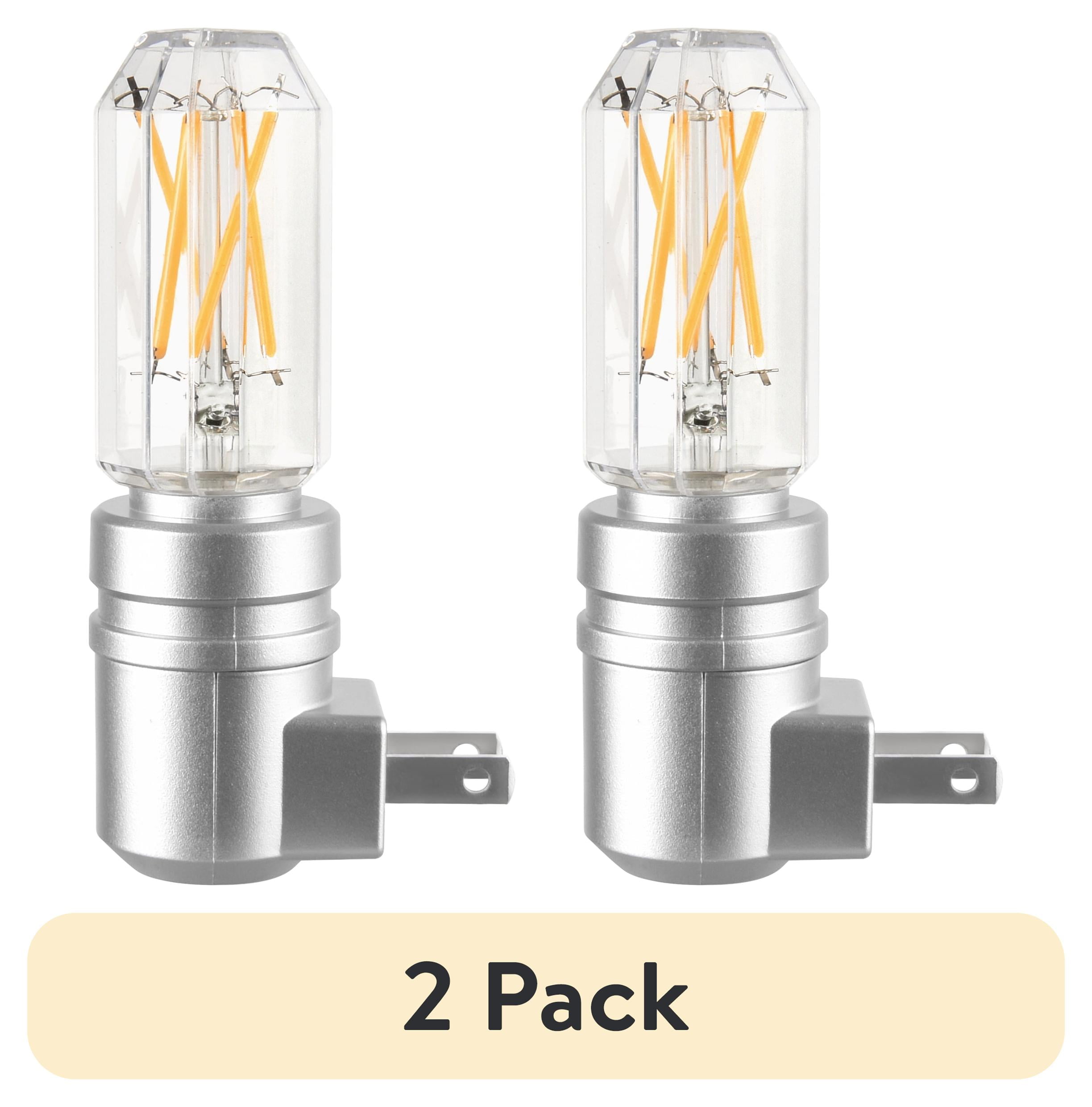 (2 pack) Better Homes & Gardens 4.25"H Nickel LED Vintage Night Light, Soft White Dusk to Dawn Auto on & off