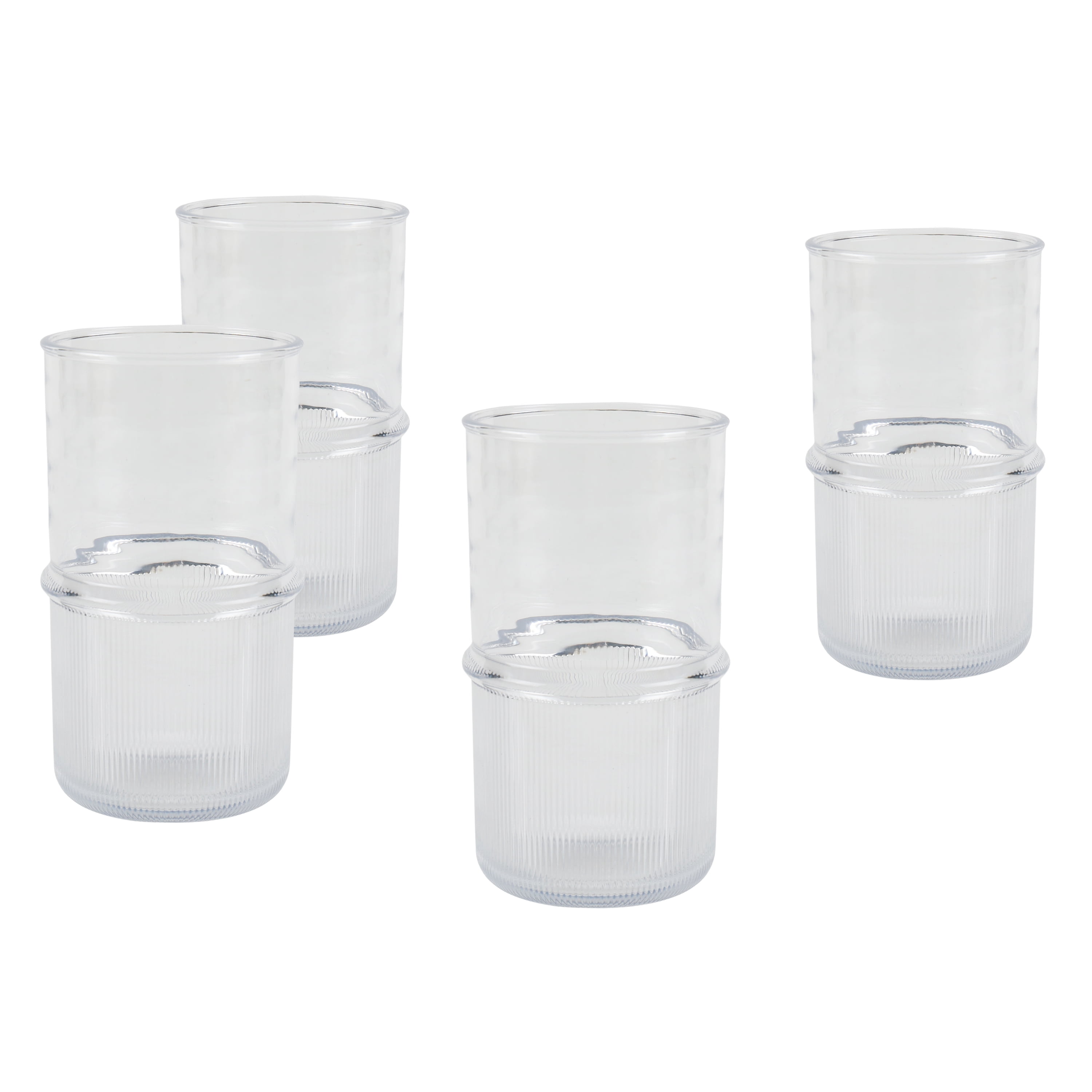 (2 pack) Better Homes & Gardens 4-Piece Clear Ribbed Tritan Tumbler Set