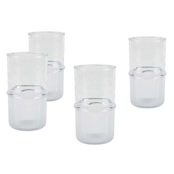 (2 pack) Better Homes & Gardens 4-Piece Clear Ribbed Tritan Tumbler Set