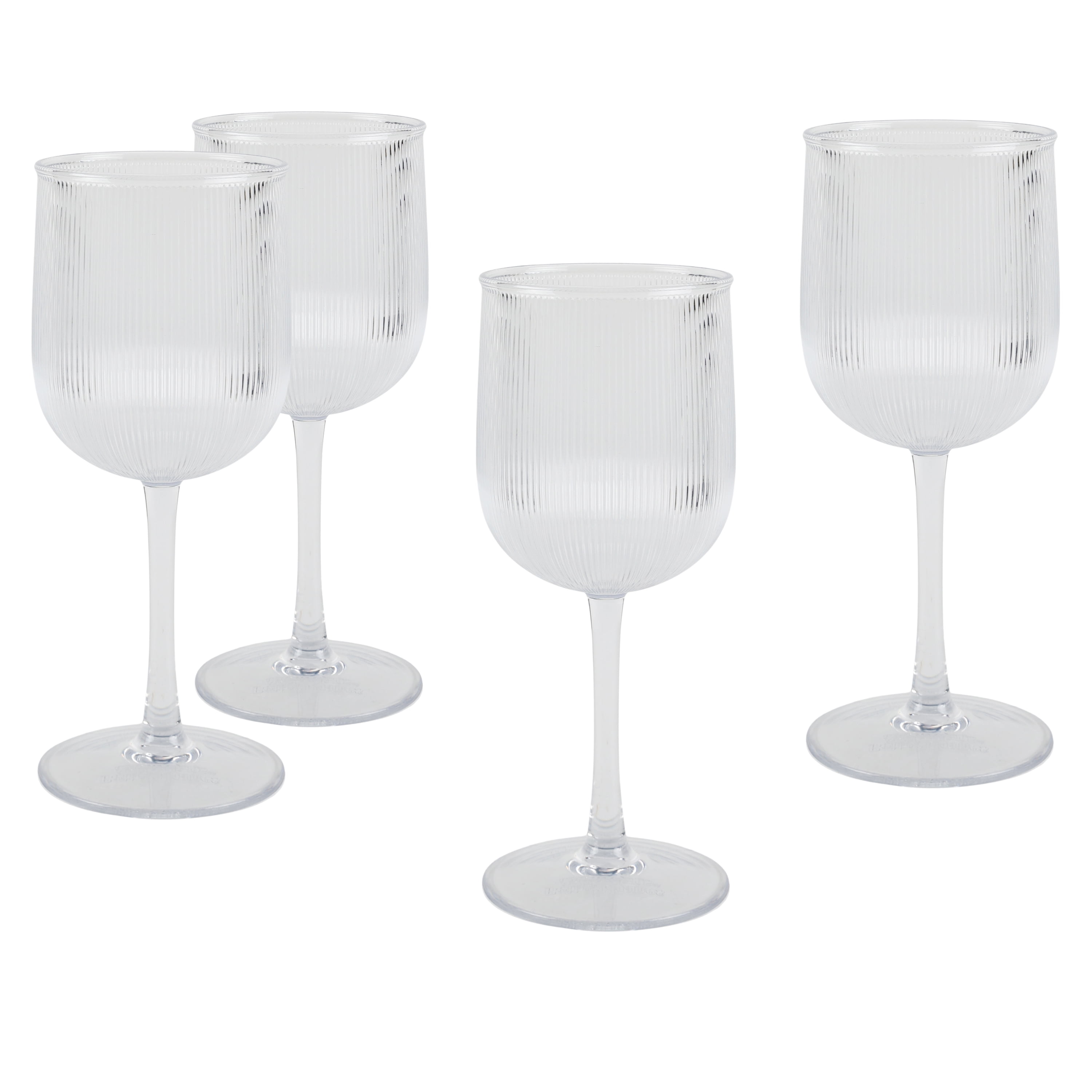 (2 pack) Better Homes & Gardens 4-Piece Clear Ribbed Tritan Wine Glass Set