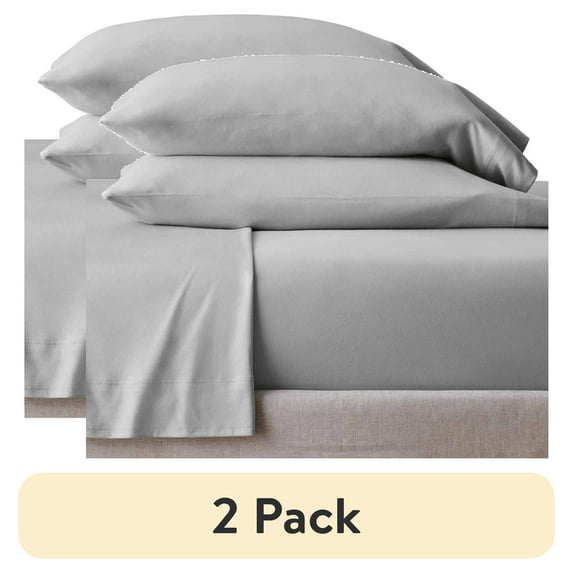 (2 pack) Better Homes & Gardens 4-Piece Soft Silver Adult Jersey Sheet Set, Full
