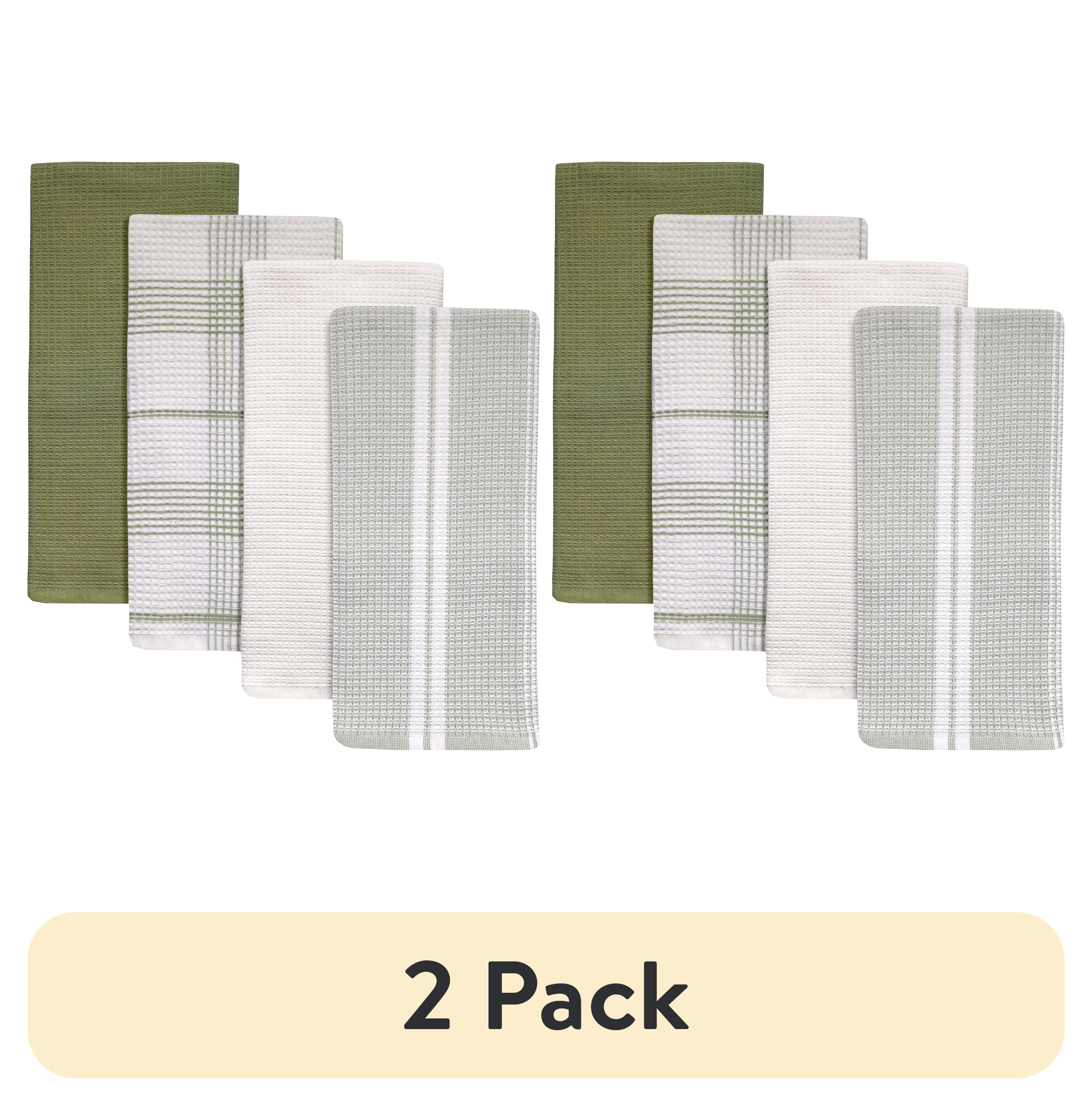 (2 pack) Better Homes & Gardens 4 Piece Waffle Kitchen Towel, Green - Walmart.com