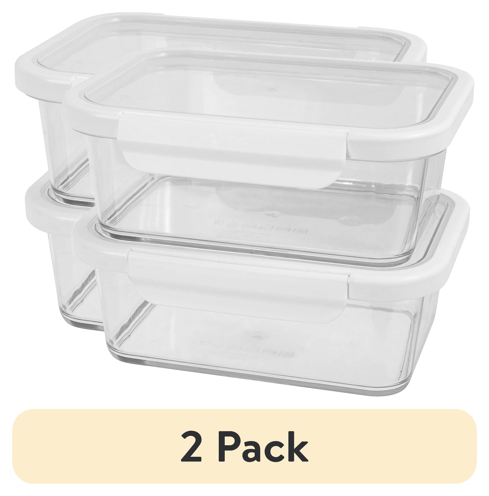 (2 pack) Better Homes & Gardens 4Cup Rectangle Tritan Food Storage Container with Tritan Lid. Set of 2, 4 Pieces, Made for Family Meals and Easy Serving