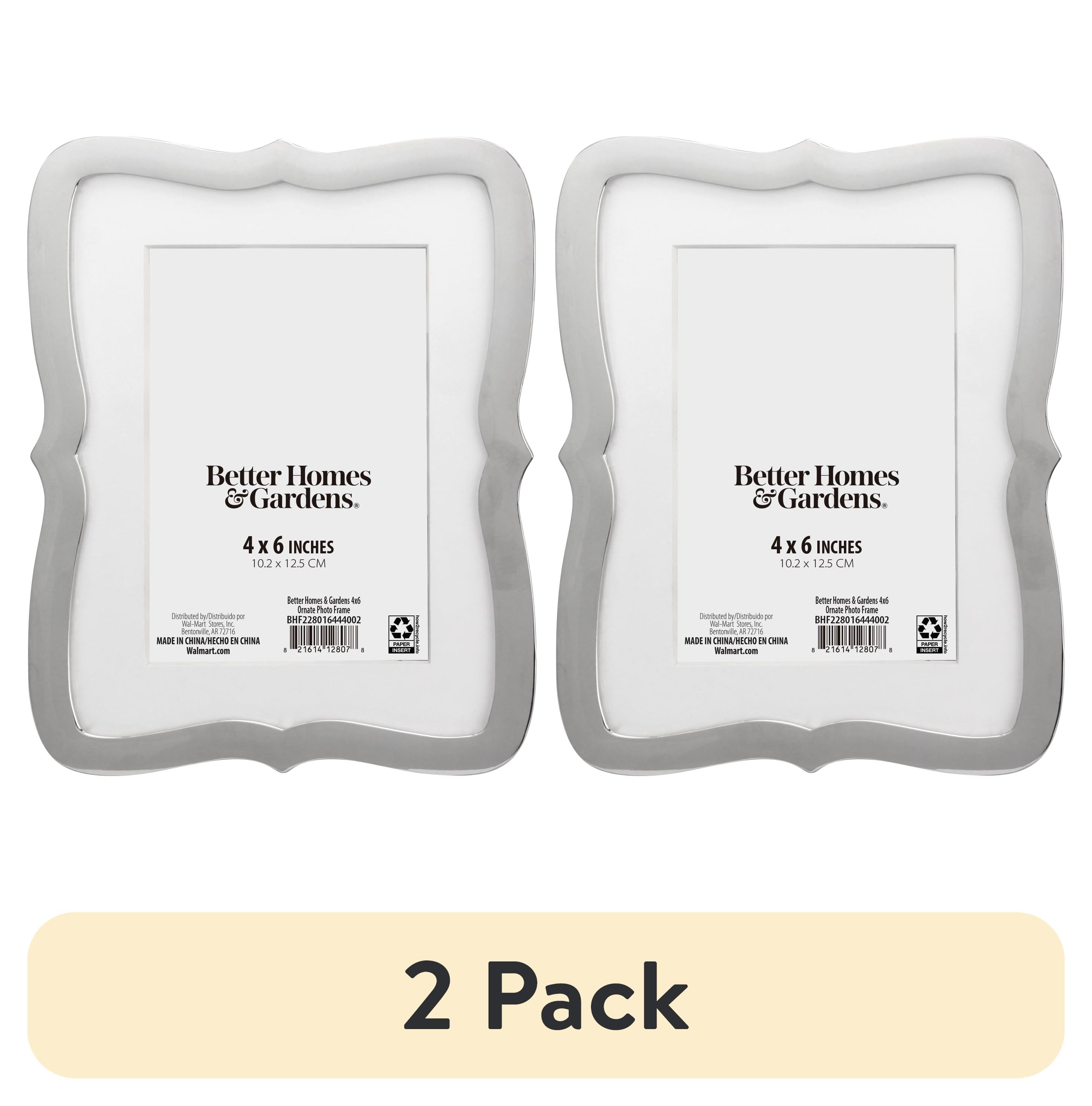 (2 pack) Better Homes & Gardens – 4x6 Picture Frame – Silver Ornate Tabletop Photo Frame