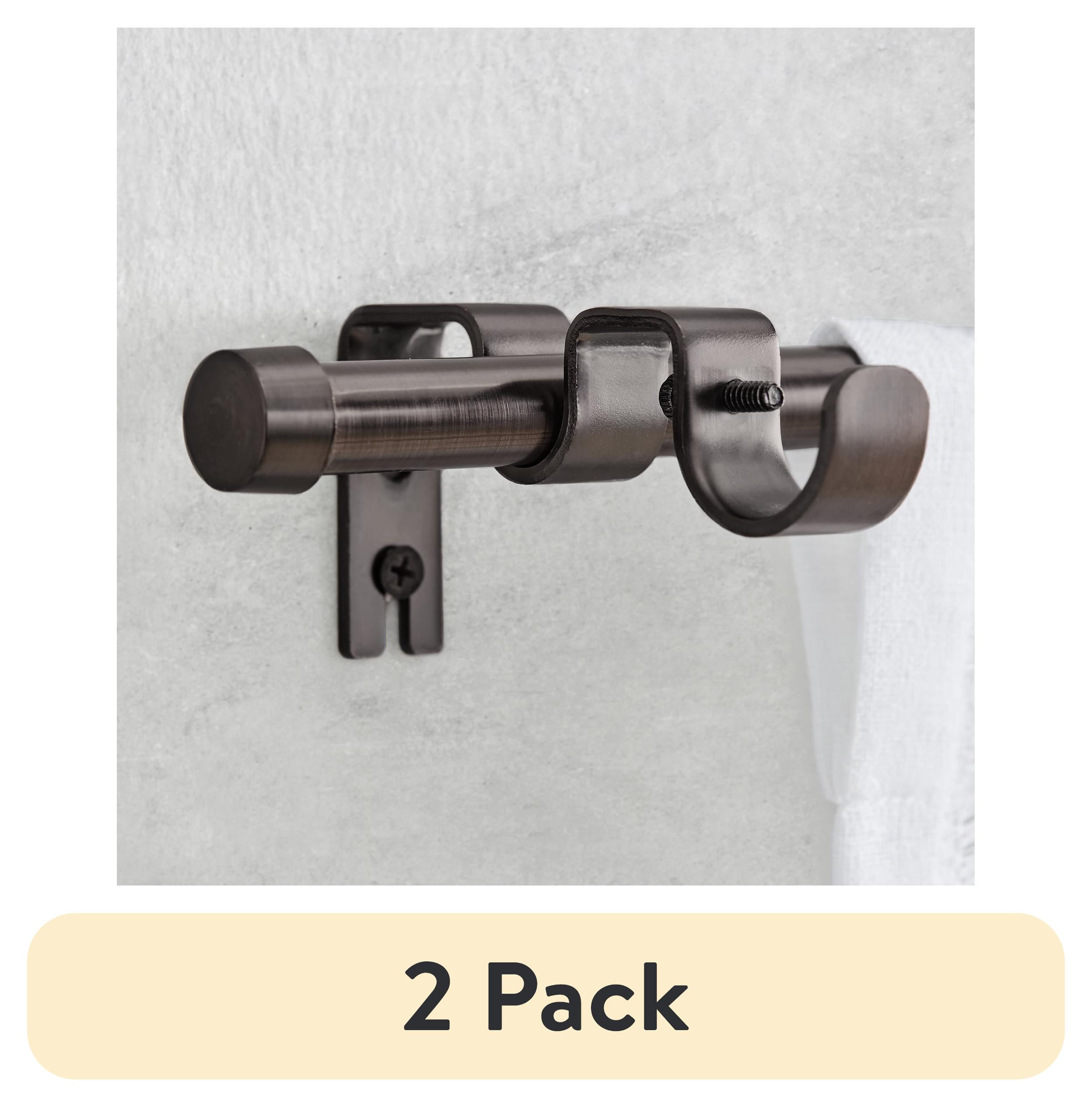 (2 pack) Better Homes & Gardens 5/8" Plated Bronze Adjustable Add On Curtain Rod Kit, 32"-120"