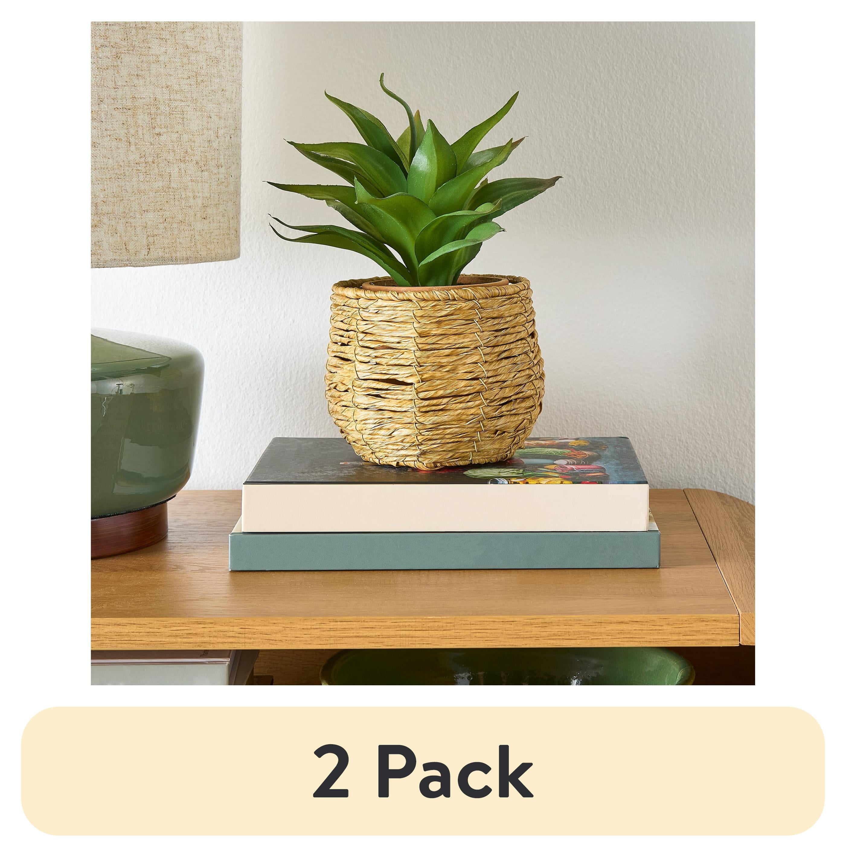 (2 pack) Better Homes & Gardens 5 in Woven Faux Seagrass Indoor Planter
