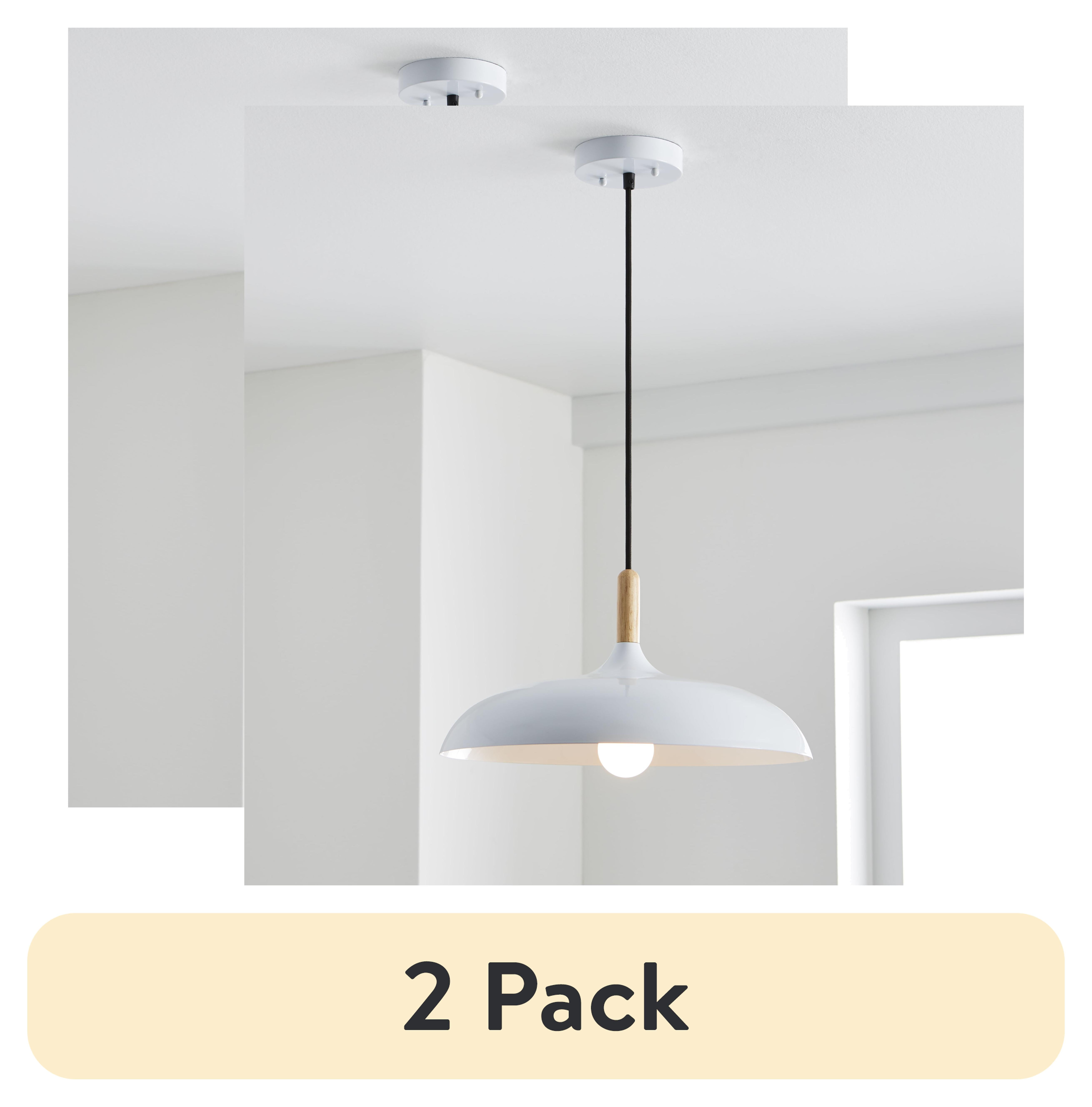 (2 pack) Better Homes & Gardens 55" Industrial White Pendant Ceiling Light, All Metal Fixture Adjustable Cord