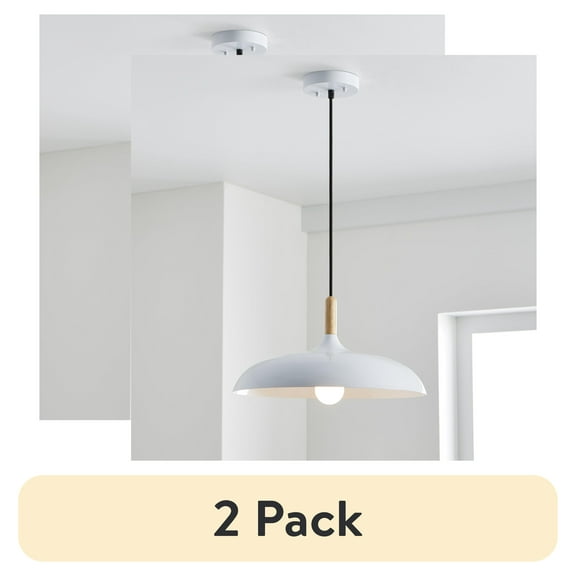 (2 pack) Better Homes & Gardens 55" Industrial White Pendant Ceiling Light, All Metal Fixture Adjustable Cord