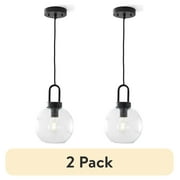 (2 pack) Better Homes & Gardens 59” Black Pendant Ceiling Light, Metal Base Glass Shade, LED Bulb Included