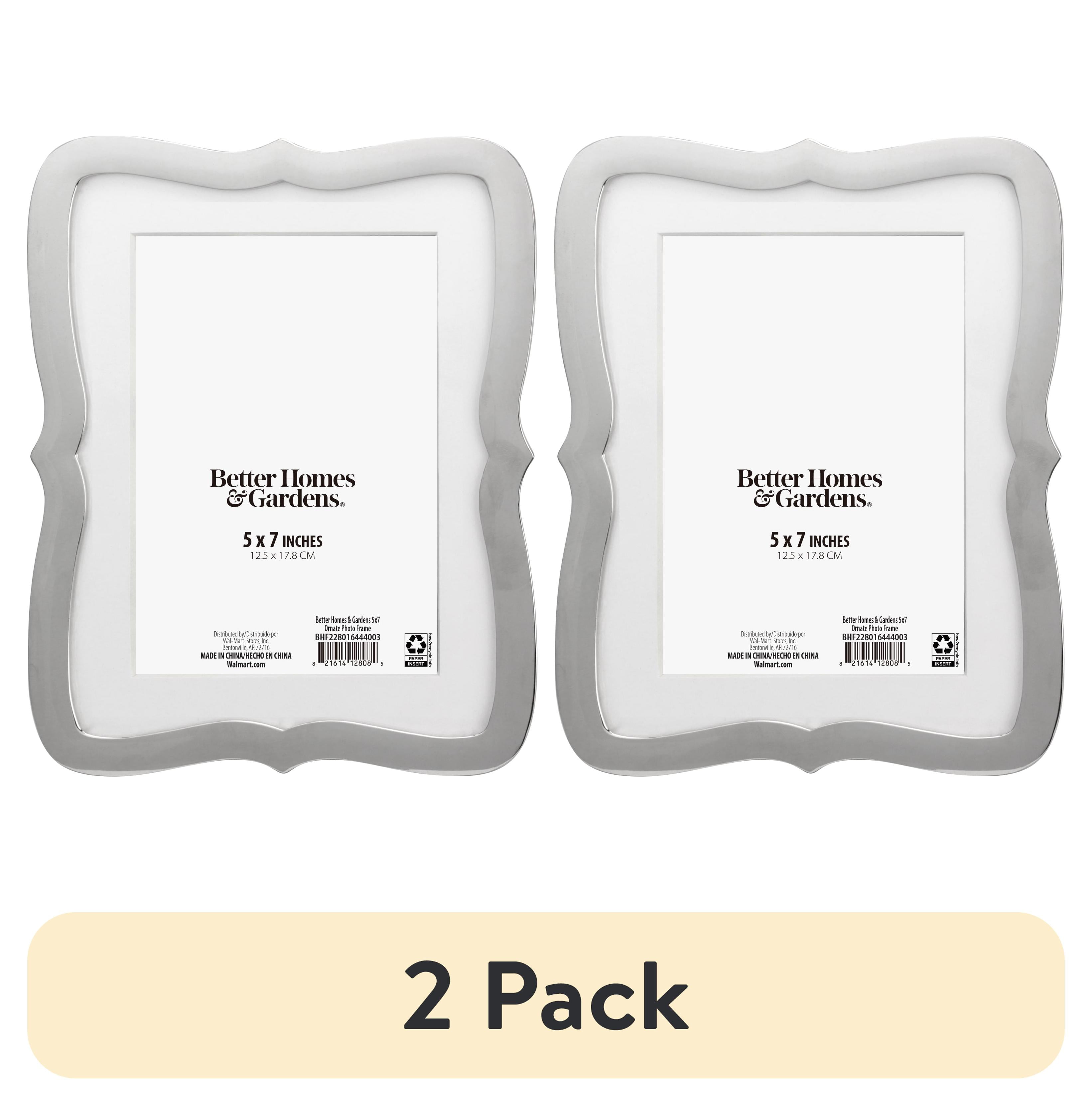 (2 pack) Better Homes & Gardens 5 x 7 Ornate Tabletop Picture Frame, Silver