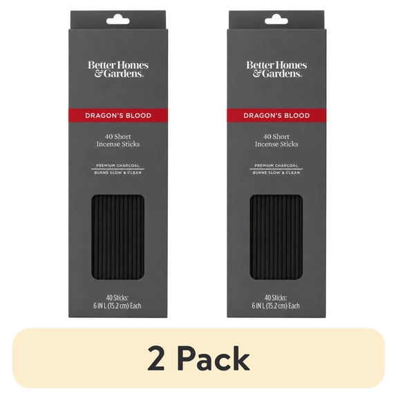(2 pack) Better Homes & Gardens 6” Premium Charcoal Incense Sticks, Dragon's Blood, 40 Pack