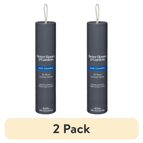 (2 pack) Better Homes & Gardens 6” Premium Charcoal Incense Sticks, Nag Champa, 40 Pack