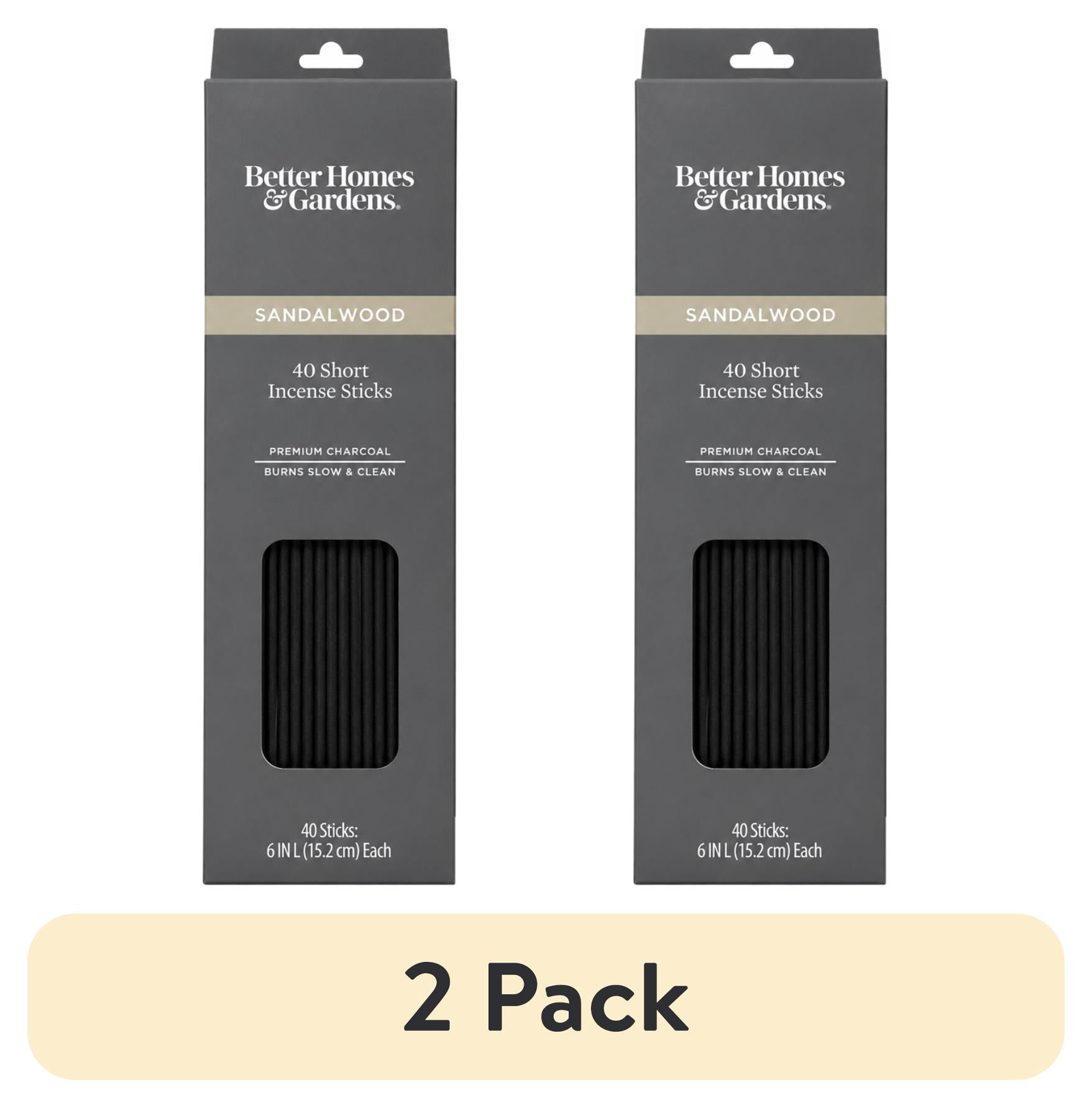 (2 pack) Better Homes & Gardens Sandalwood 6 in Premium Charcoal Incense Sticks, 40 Pack