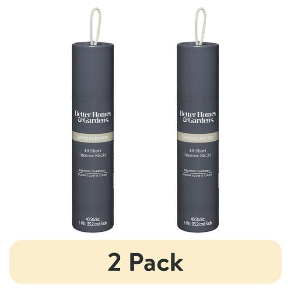 (2 pack) Better Homes & Gardens 6” Premium Charcoal Incense Sticks, Sandalwood, 40 Pack