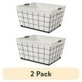 thumbnail interactive-video image 1 of (2 pack) Better Homes & Gardens 60L Rectangular Steel Laundry Basket, Black & Natural, Adult, 1 of 9