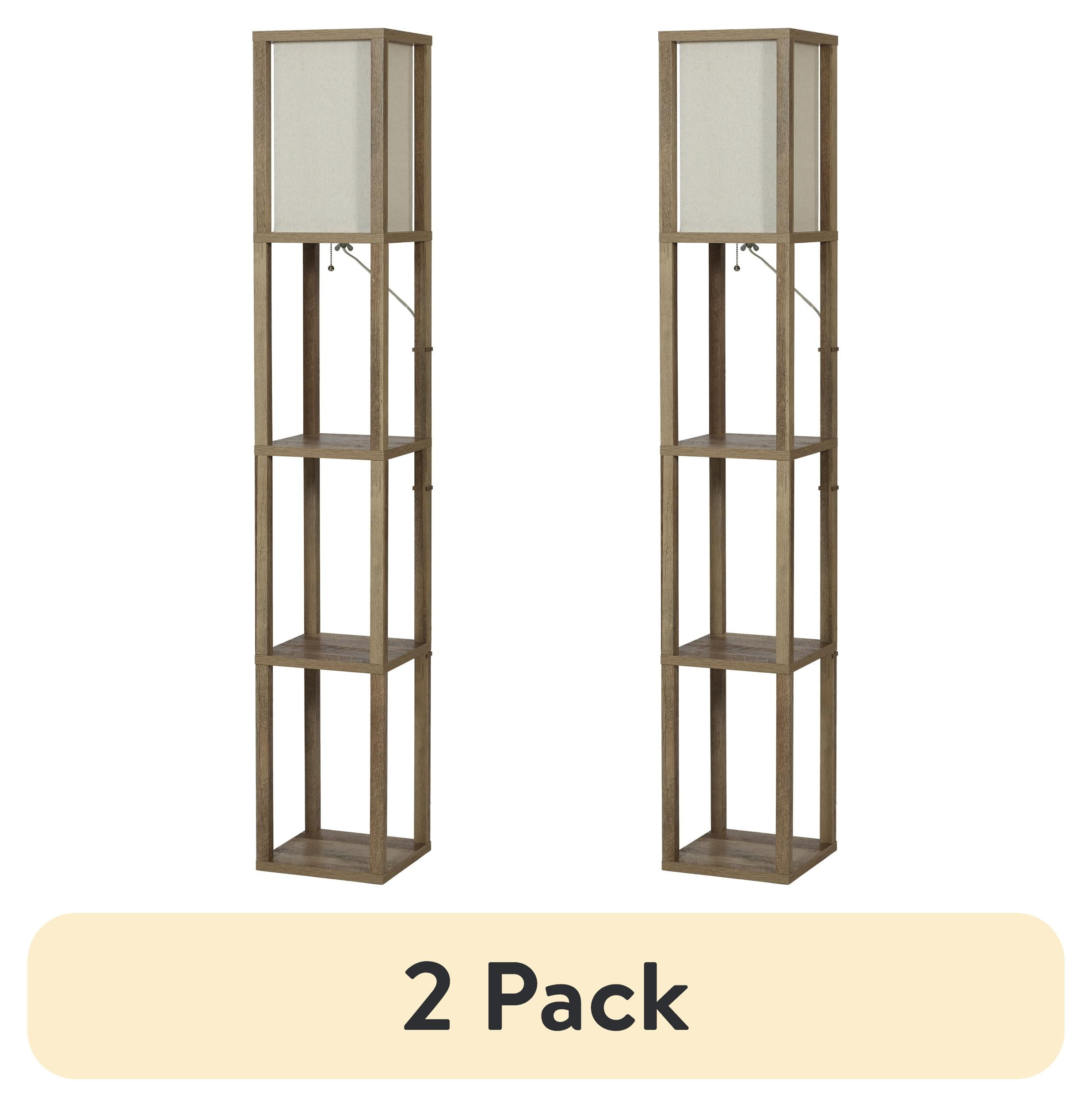 (2 pack) Better Homes & Gardens 62.25" Modern Pull Chain Weathered Floor Lamp with Natural Square Shade