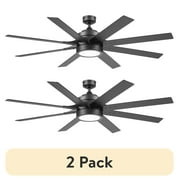 (2 pack) Better Homes & Gardens 62'' Black Modern LED Angled Indoor Ceiling Fan with Remote