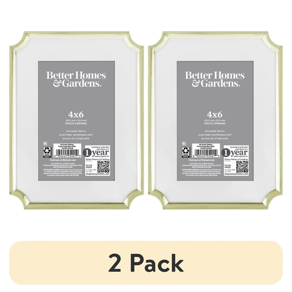 (2 pack) Better Homes & Gardens – 4x6 Picture Frame – Gold Ornate Matted Tabletop Photo Frame