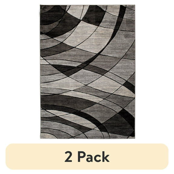 (2 pack) Better Homes & Gardens Gray Abstract Indoor Area Rug, 7'6"x9'6"