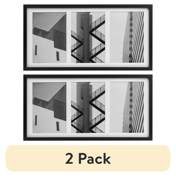 (2 pack) Better Homes & Gardens – 4x6 Picture Frame – Black 3 Photo Wall Frame