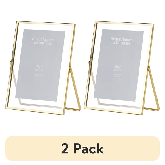 (2 pack) Better Homes & Gardens 5 x 7 Gold Tabletop Float Picture Frame