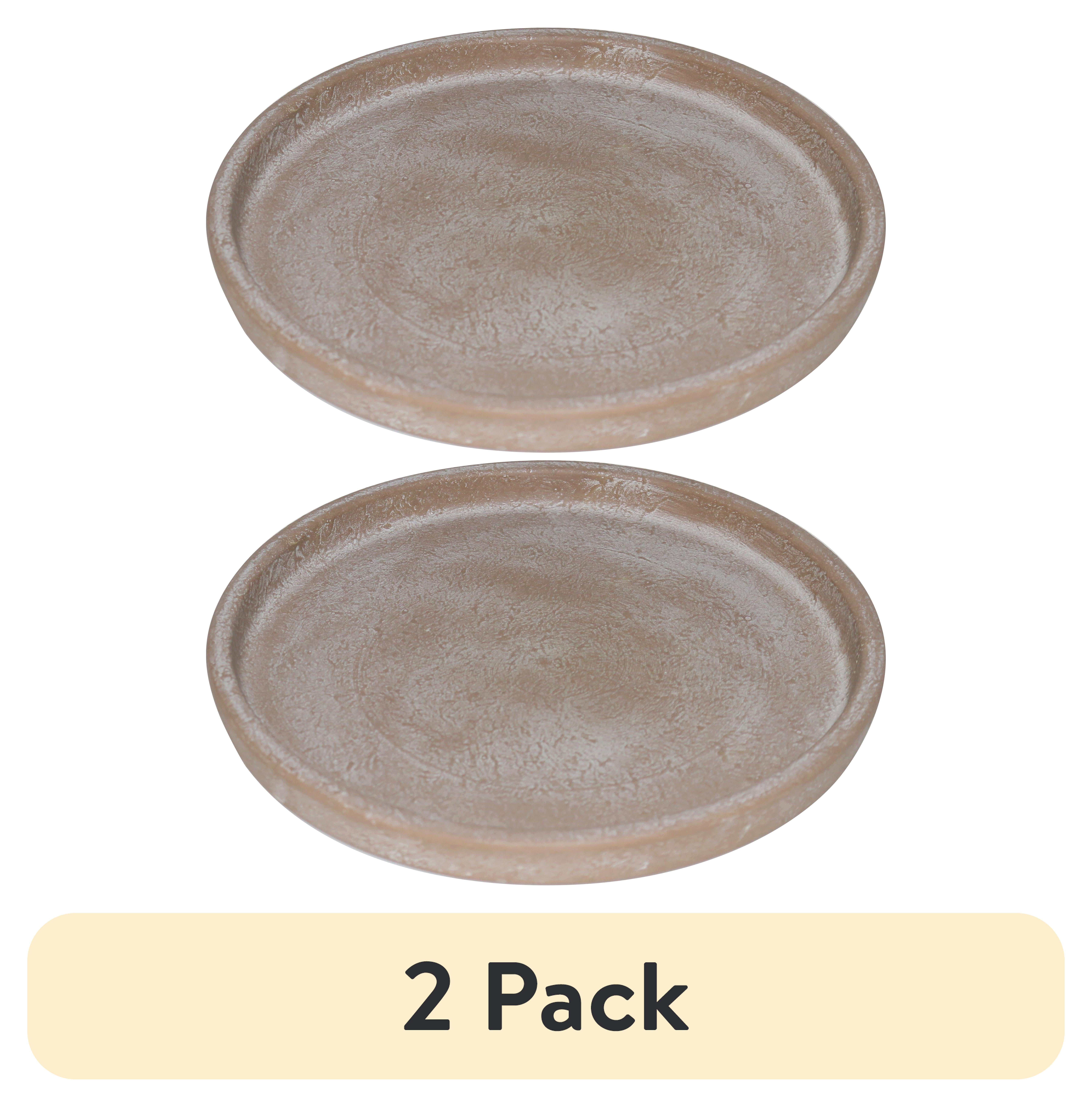(2 pack) Better Homes & Gardens 8 in. Hand-painted Brown Earthenware Saucer