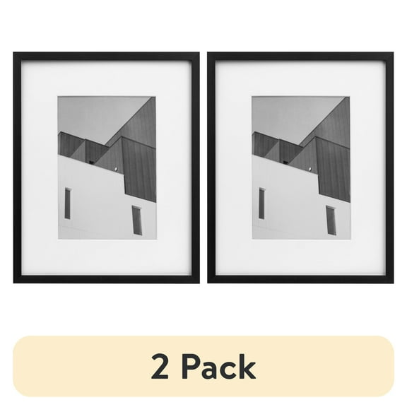 (2 pack) Better Homes & Gardens – 5x7 Picture Frame – Black Matted Gallery Tabletop Photo Frame