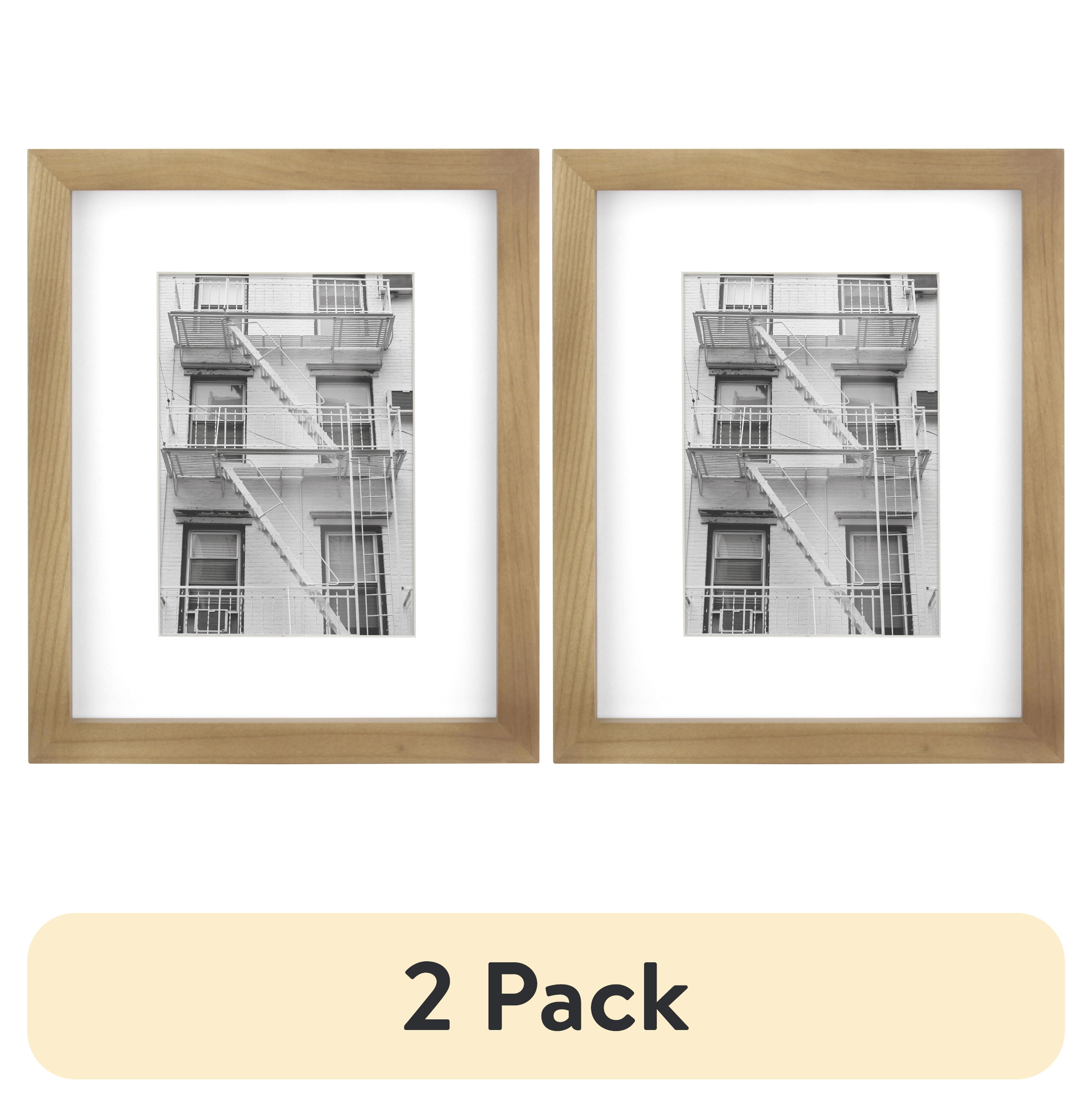 (2 pack) Better Homes & Gardens 8x10 Matted to 5x7 Wood Gallery Tabletop Picture Frame, Natural, Non Glare
