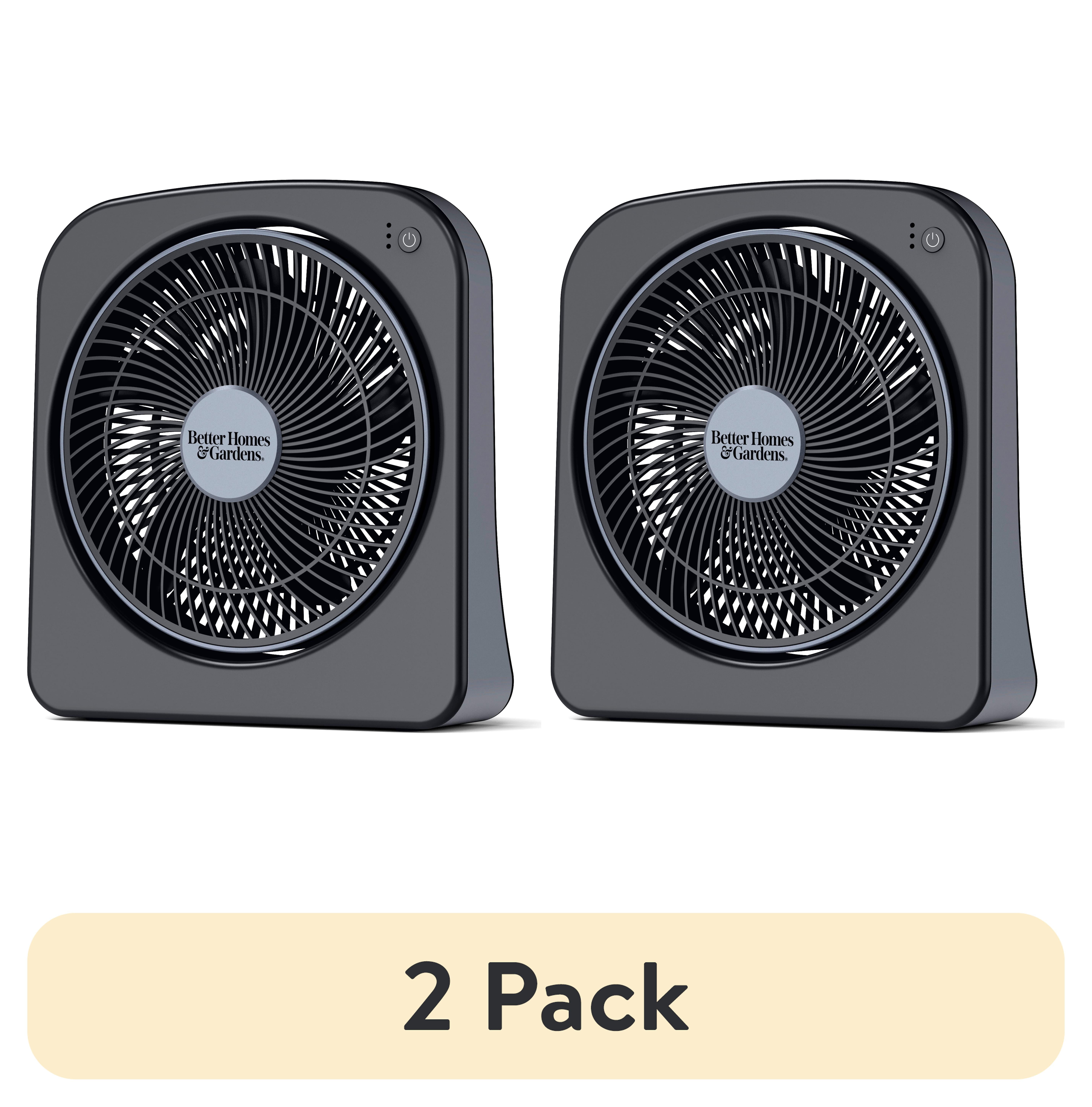 (2 pack) Better Homes & Gardens 9" Dual Power Portable Fan, Indoor/Outdoor Use, 3 Speeds, Adjustable Tilt Angle, Black