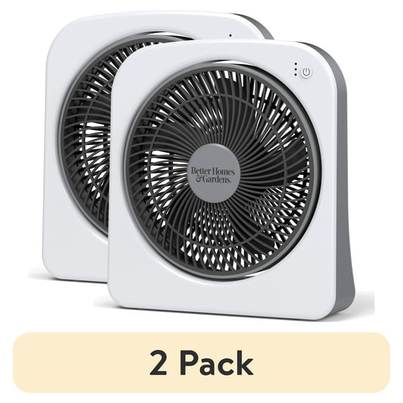 (2 pack) Better Homes & Gardens 9" Dual Power Portable Fan, Indoor/Outdoor Use, 3 Speeds, Adjustable Tilt Angle, White
