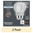 thumbnail image 1 of (2 pack) Better Homes & Gardens A19 LED Vintage Light Bulb, 4 Watts (40W Equivalent), Daylight, Thin Filament, E26, 2PK, 1 of 11