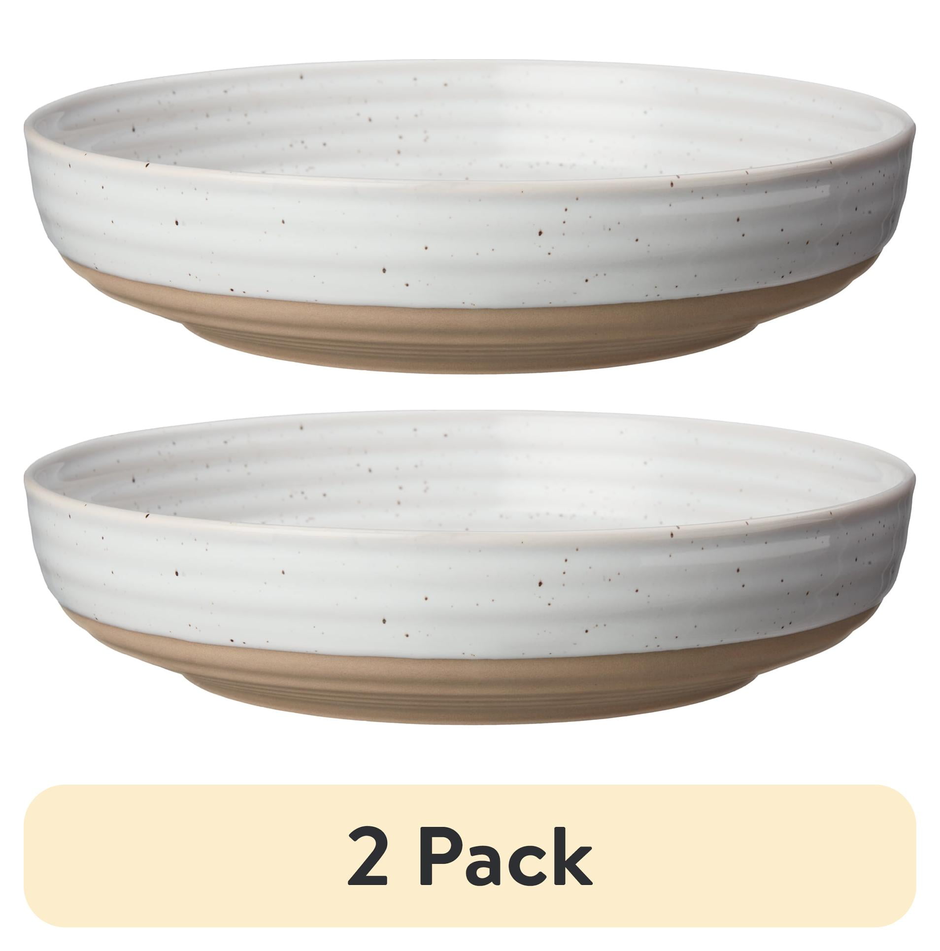 (2 pack) Better Homes & Gardens Abbott Stoneware Dinner Bowl, White Speckled
