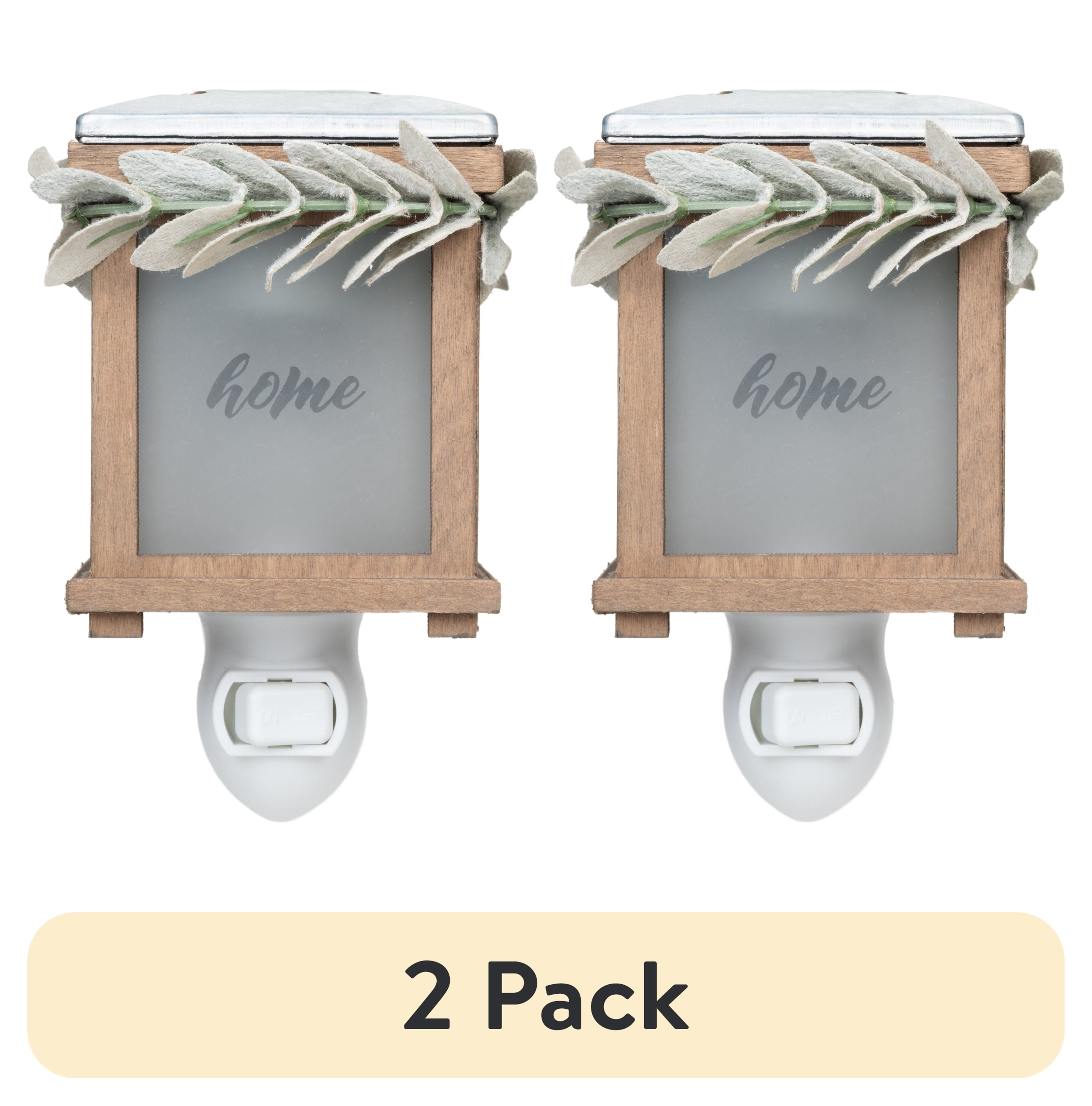 (2 pack) Better Homes & Gardens Accent Wax Warmer Farmhouse Botanical Wood, Glass, Metal Wax Warmer Type with 15 watt light bulb, Multi-color 1 Pack