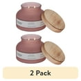 thumbnail image 1 of (2 pack) Better Homes and Gardens Almond Koa Wood Scented 2-Wick Frosted Jar Candle 18oz., 1 of 8