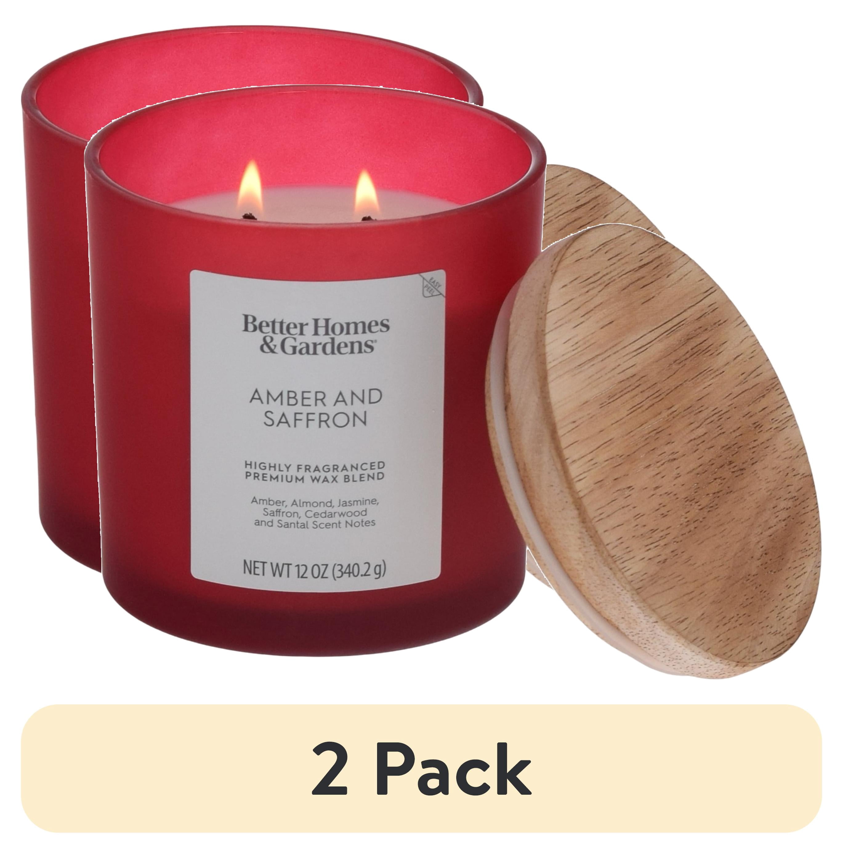 (2 pack) Better Homes and Gardens Amber and Saffron Scented 2-Wick Frosted Jar Candle 12oz.