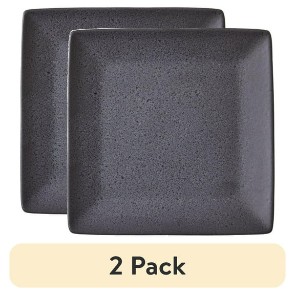 (2 pack) Better Homes & Gardens Anderson Dark Gray Square-Shaped Dinner Plate