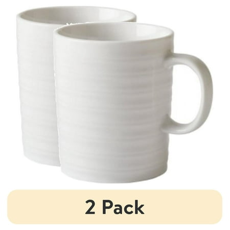 (2 pack) Better Homes & Gardens Anniston 18 oz White Porcelain Mug
