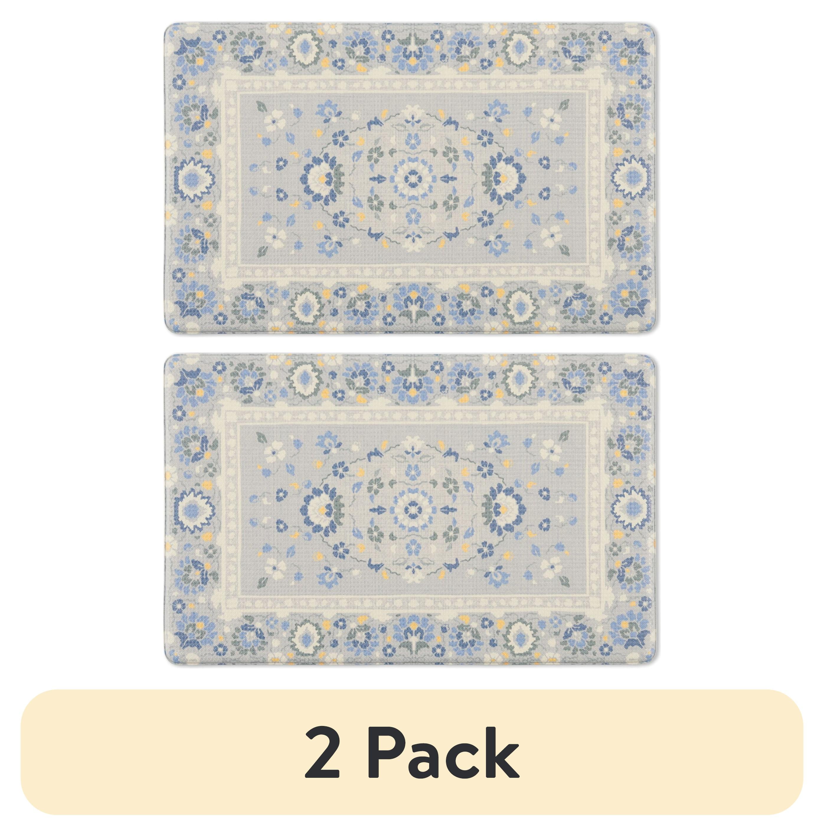 (2 pack) Better Homes & Gardens Arbela Comfort Kitchen Mat, Grey, 20"W x 32"L