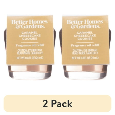 (2 pack) Better Homes & Gardens Aroma Accents Oil Refill 24 mL, Caramel Cheesecake Cookies
