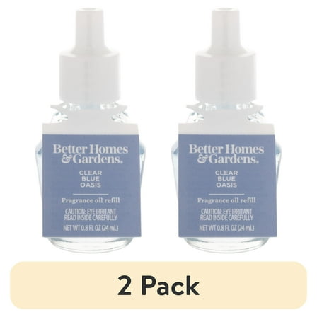 (2 pack) Better Homes & Gardens Aroma Accents Oil Refill 24 mL, Clear Blue Oasis