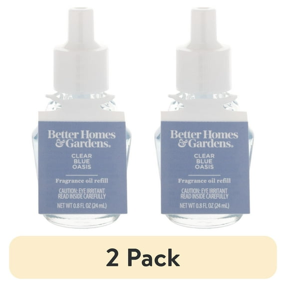 (2 pack) Better Homes & Gardens Aroma Accents Oil Refill 24 mL, Clear Blue Oasis