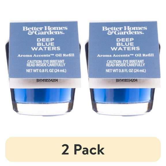 (2 pack) Better Homes & Gardens Aroma Accents Oil Refill 24 mL, Deep Blue Waters
