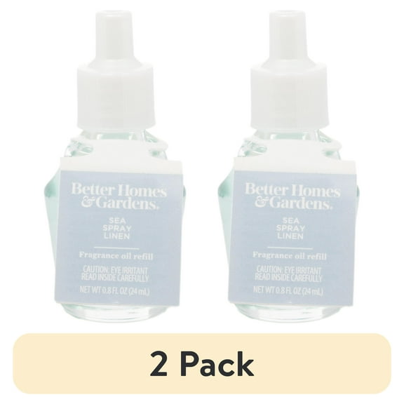 (2 pack) Better Homes & Gardens Aroma Accents Oil Refill 24 mL, Sea Spray Linen