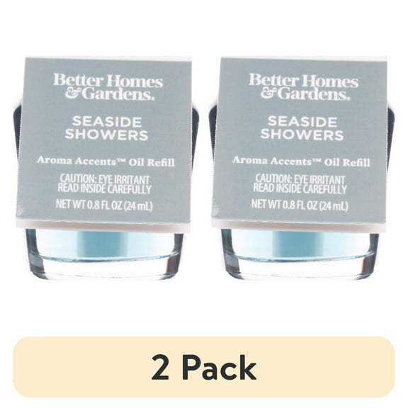 (2 pack) Better Homes & Gardens Aroma Accents Oil Refill 24 mL, Seaside Showers