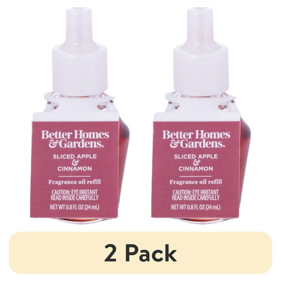 (2 pack) Better Homes & Gardens Aroma Accents Oil Refill 24 mL, Sliced Apple Cinnamon