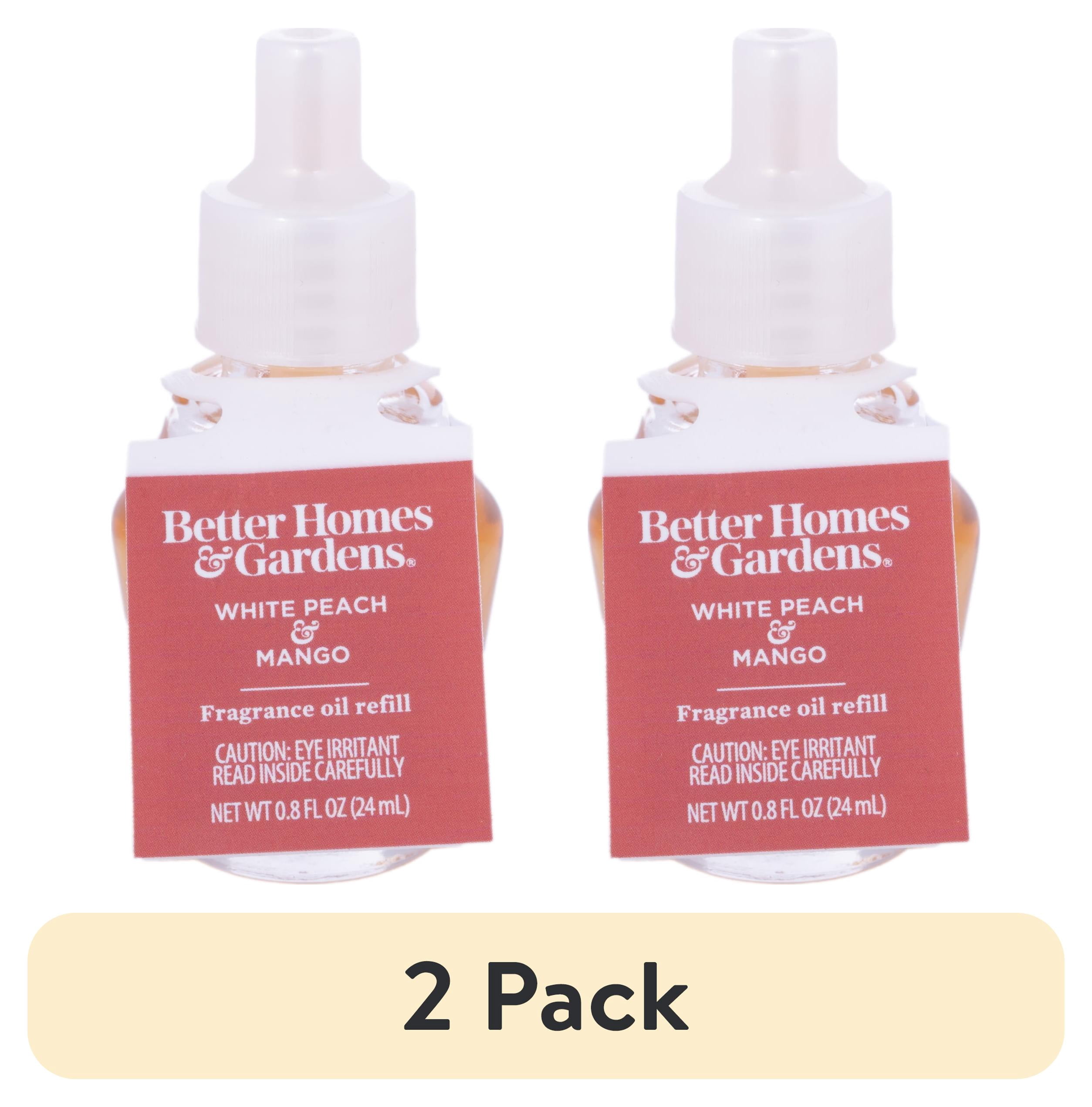 (2 pack) Better Homes & Gardens Aroma Accents Fragrance Oil Refill, White Peach Mango, 24 mL