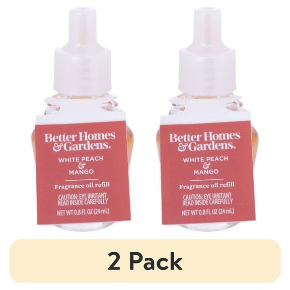 (2 pack) Better Homes & Gardens Aroma Accents Oil Refill 24 mL, White Peach Mango