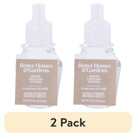 (2 pack) Better Homes & Gardens Aroma Accents Oil Refill 24 mL, White Tahitian Woods